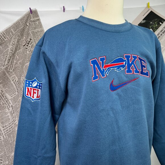 Buffalo Football Team Embroidered Crewneck — Fans Style Pullover - Picture 3 of 4